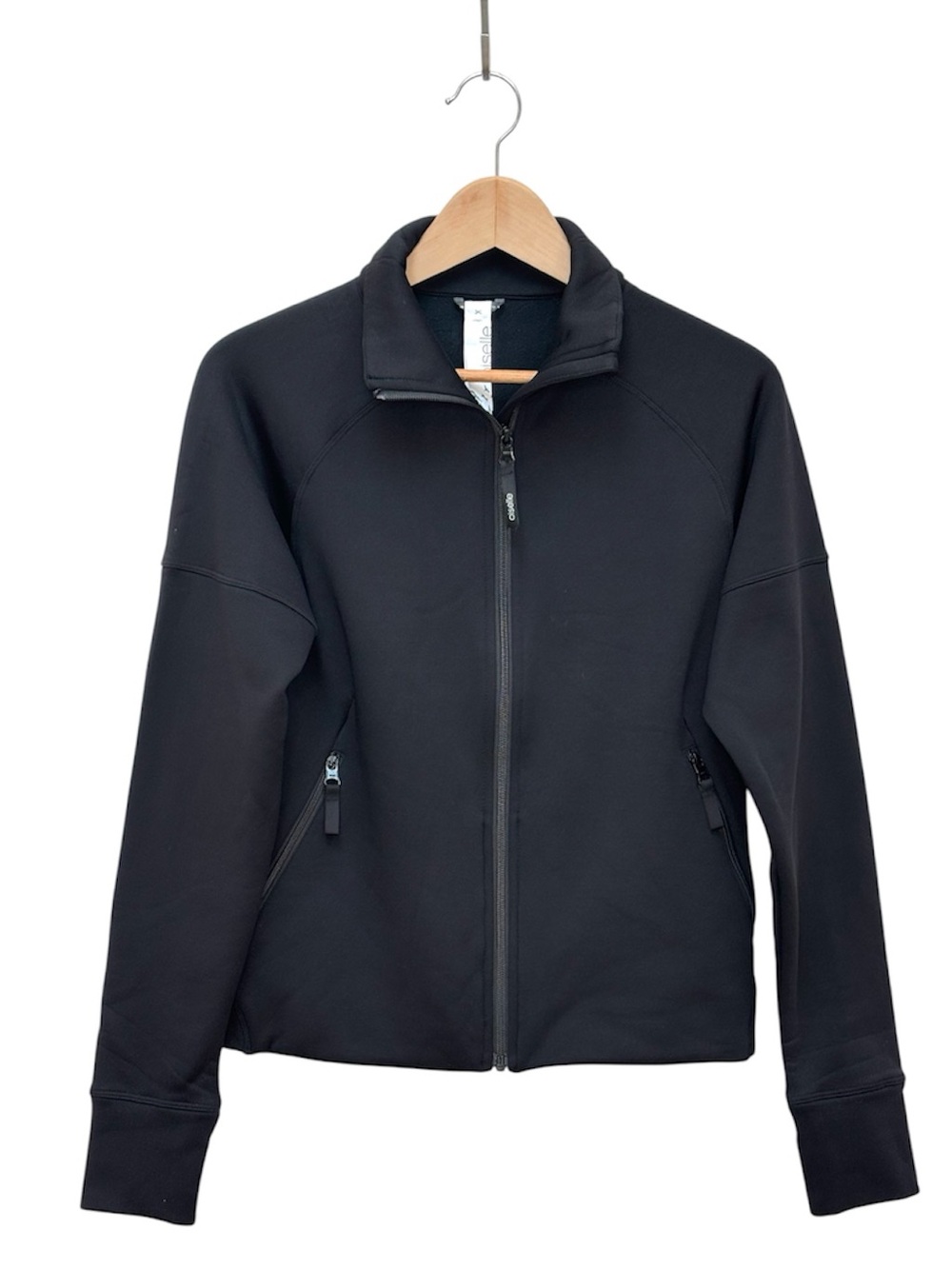 Oiselle Black Fleece Lined Track Jacket Medium Running Full Zip Thumbholes